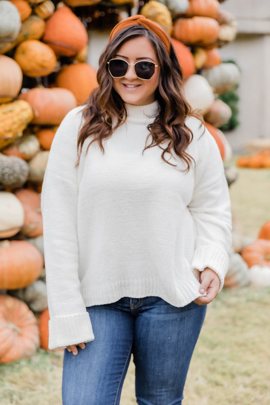 Play Your Part Mock Neck Chenille Cream Sweater