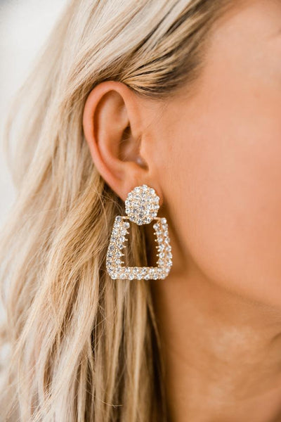 City Of Love Square Gold Earrings