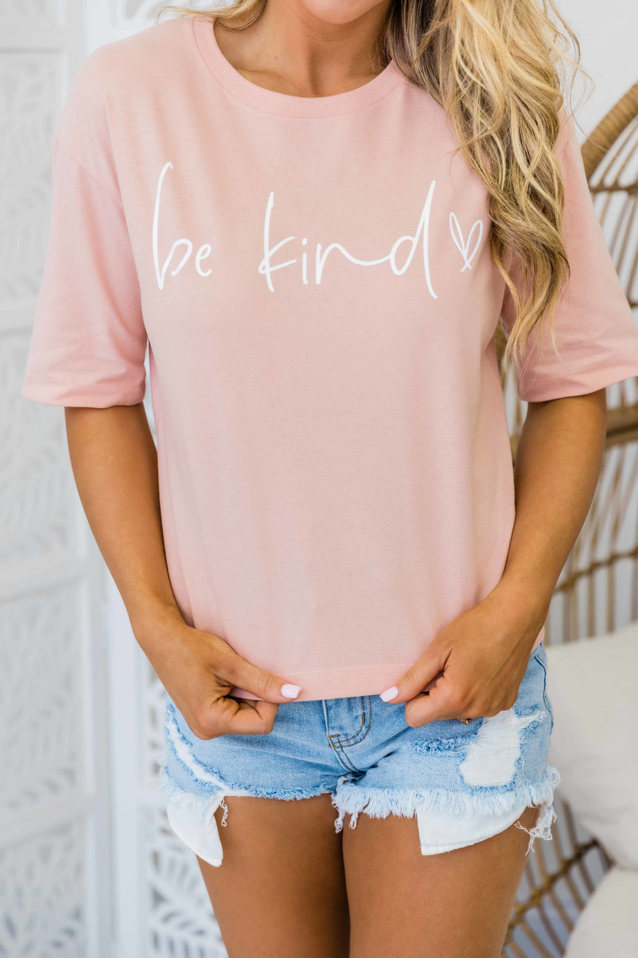 Be Kind Cropped Graphic Tee Dusty Peach