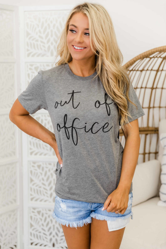 Out Of Office Heather Grey Graphic Tee