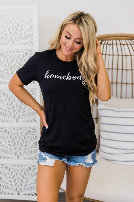 Homebody Script Black Graphic Tee