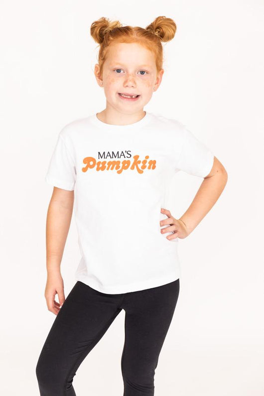 Mama's Pumpkin Orange Toddler White Graphic Tee