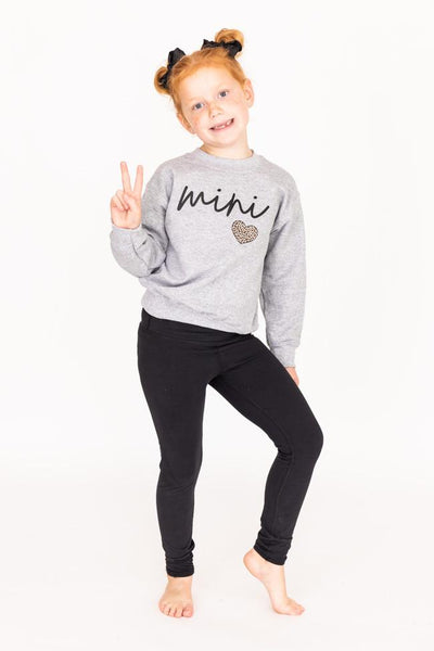 Mini Script Brown Animal Print Grey Graphic Kids Sweatshirt