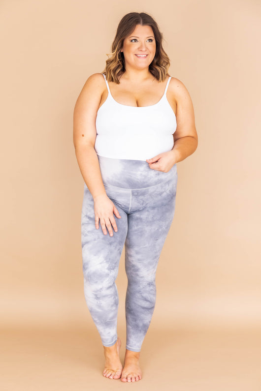 Never Giving Up Tie Dye Leggings Grey FINAL SALE