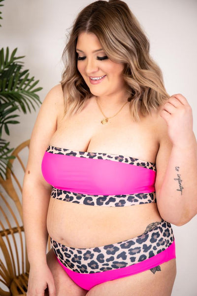 Seaside Sand Dunes Leopard Print Pink Bikini Bottoms