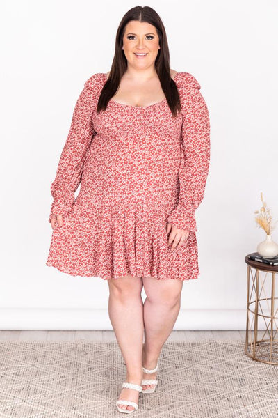 Following A Shadow Red Smocked Floral Dress