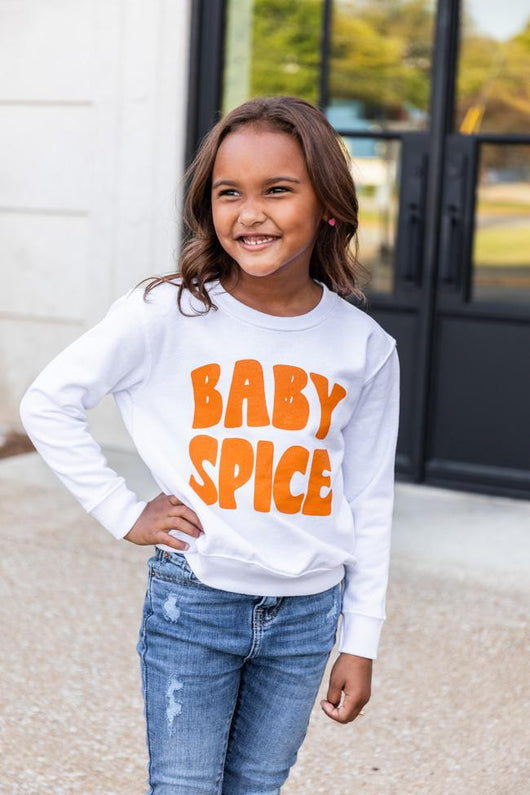 Baby Spice Orange Toddler White Graphic Sweatshirt