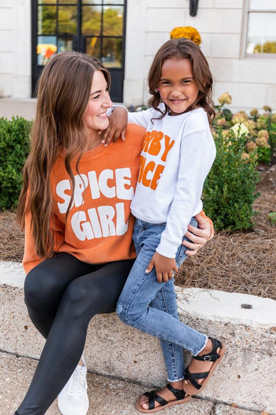 Baby Spice Orange Toddler White Graphic Sweatshirt