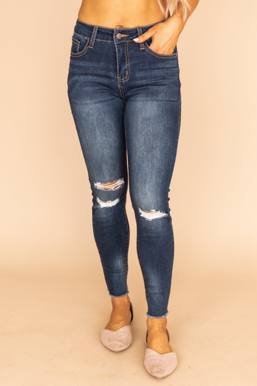Kylie Distressed Dark Wash Jeans