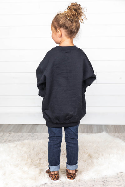 Kids Animal Print Pumpkin Graphic Black Sweatshirt