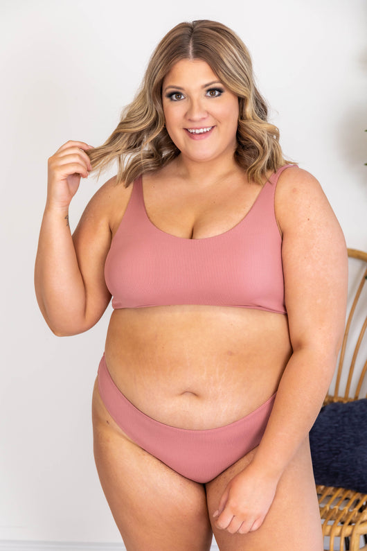 Adrift At Sea Mauve Ribbed Bikini Top