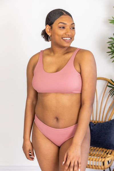 Adrift At Sea Mauve Ribbed Bikini Top