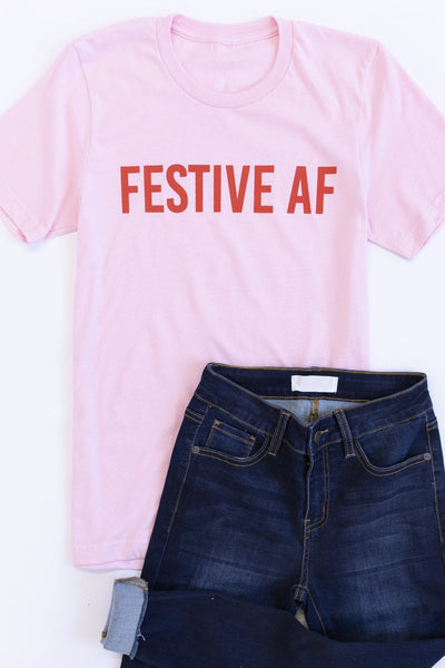 Festive AF Light Pink Graphic Tee
