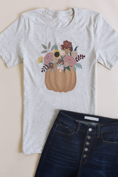 Fall Flowers Graphic Heather Natural Tee