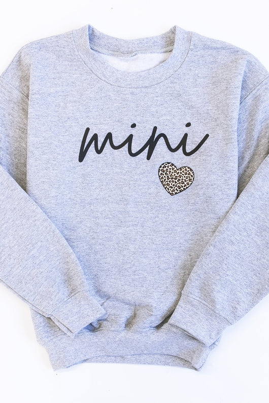 Mini Script Brown Animal Print Grey Graphic Kids Sweatshirt
