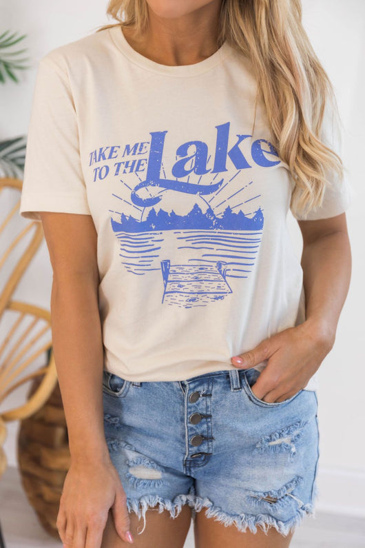 Take Me To The Lake Graphic Soft Cream Tee