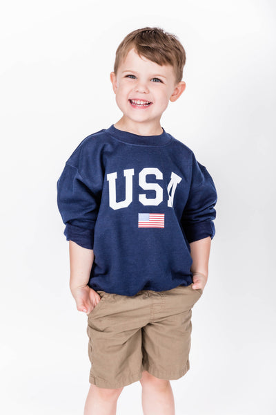 Kids Athletic USA Flag Sweatshirt Navy