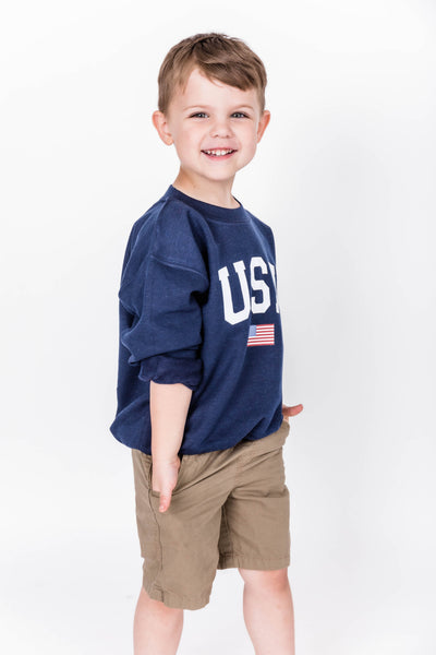 Kids Athletic USA Flag Sweatshirt Navy