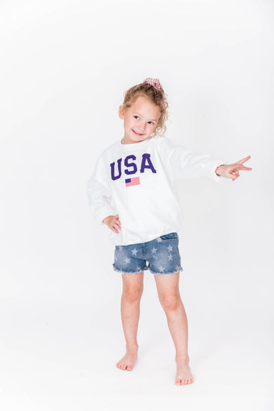 Kids Athletic USA Flag Sweatshirt White