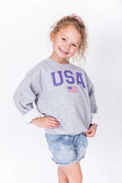 Kids Athletic USA Flag Sweatshirt Sport Grey