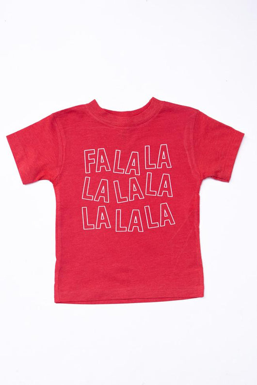 Kids Fa La La La La La La La La Heather Red Graphic Tee