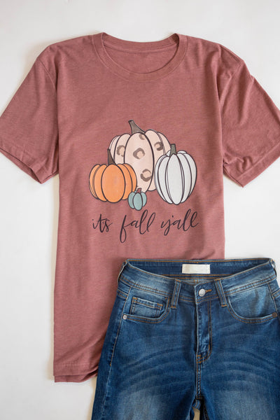 It's Fall Y'all Graphic Tee Mauve