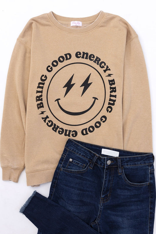 Bring Good Energy Gold Graphic Sweatshirt