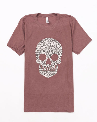 Animal Print Skull Mauve Graphic Tee