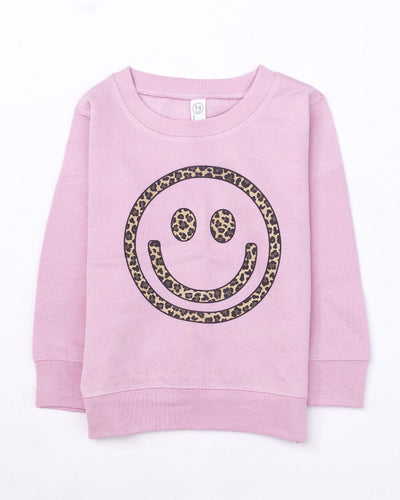Animal Print Smiley Face Toddler Graphic Sweatshirt