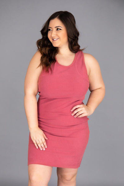 Magical at Midnight Midi Mauve Ribbed Tank Dress