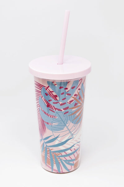 Poolside Diva Leaf Print Tumbler Cup 24oz
