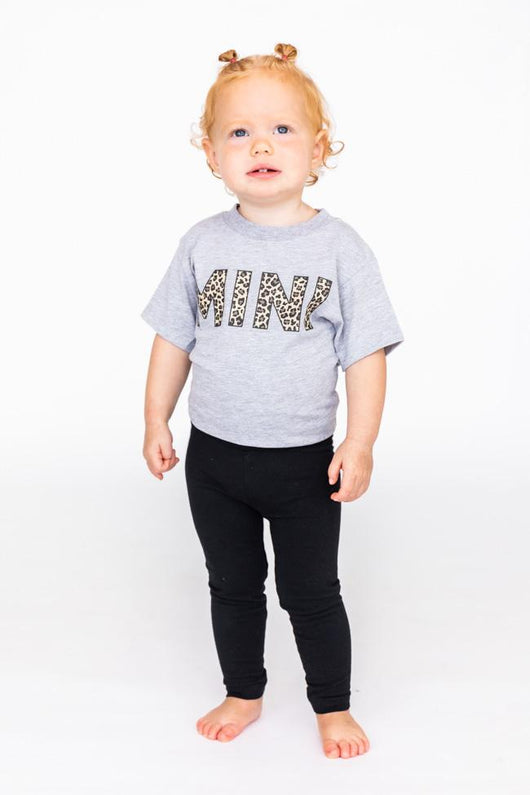 Mini Animal Print Baby Tee Grey