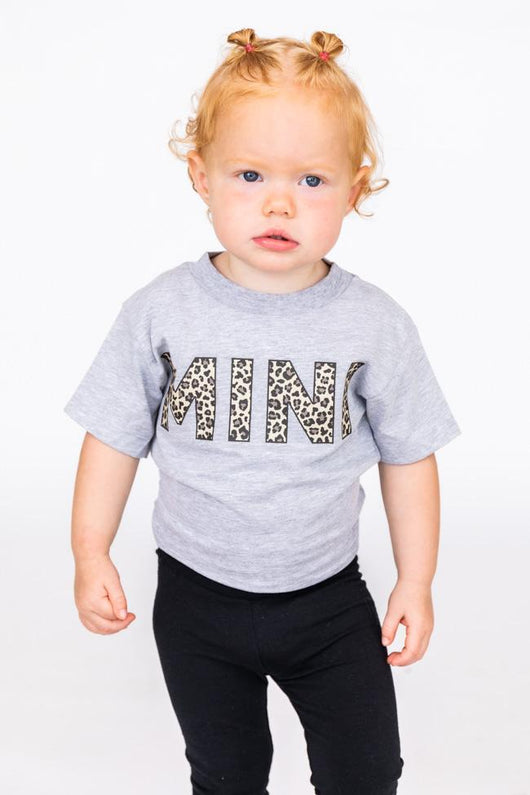 Mini Animal Print Baby Tee Grey