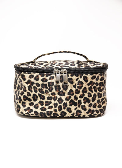 Familiar Style Brown Animal Print Makeup Bag