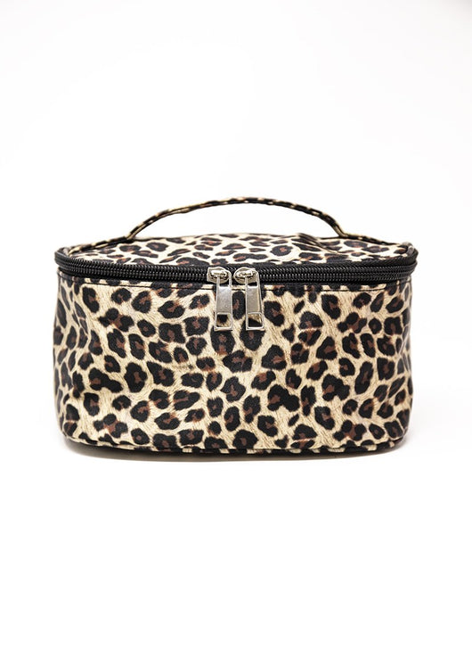 Familiar Style Brown Animal Print Makeup Bag