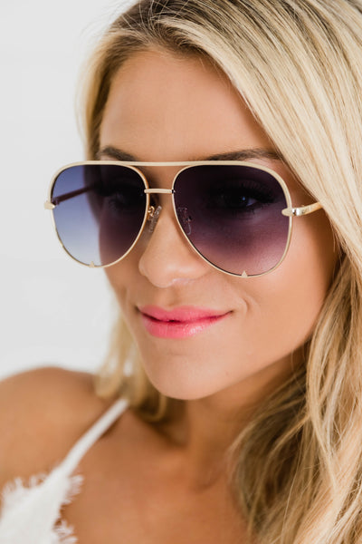 Taking A Road Trip Aviator Sunglasses Gold