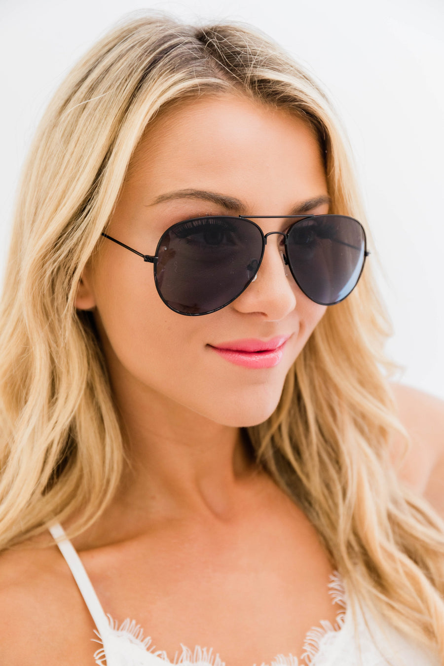 Stare At Sunsets Aviator Sunglasses Black