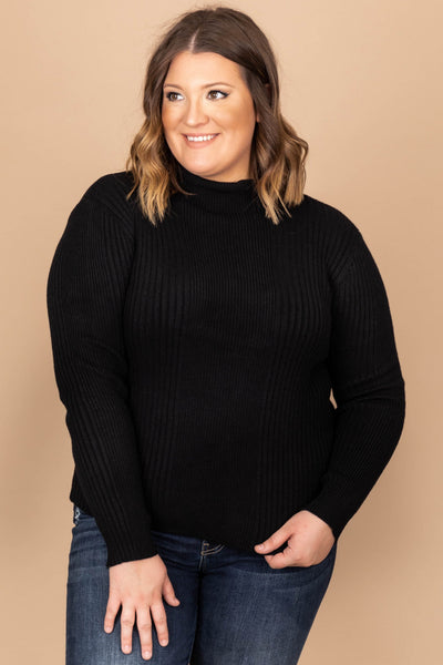Picture This Black Mock Neck Sweater FINAL SALE