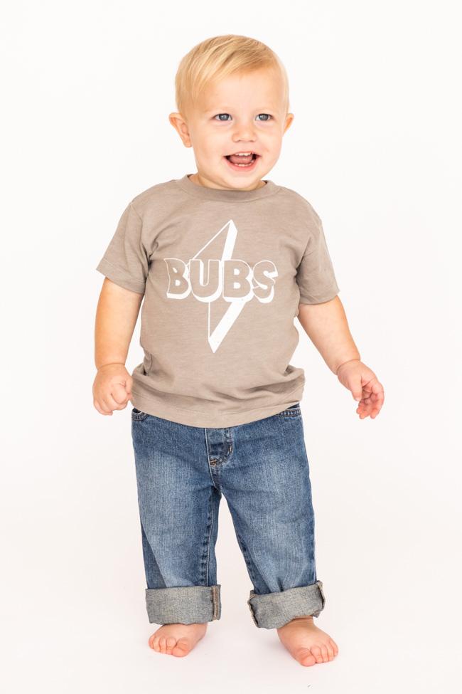 Bubs Lightning Bolt Graphic Baby Tee Heather Stone