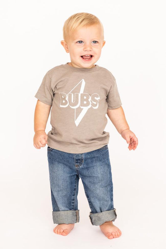 Bubs Lightning Bolt Graphic Baby Tee Heather Stone