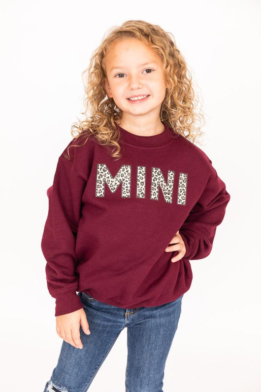 Mini Animal Print Kids Sweatshirt Burgundy