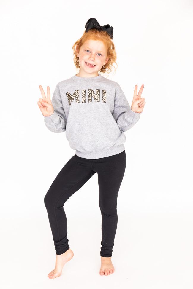 Mini Animal Print Kids Sweatshirt Grey