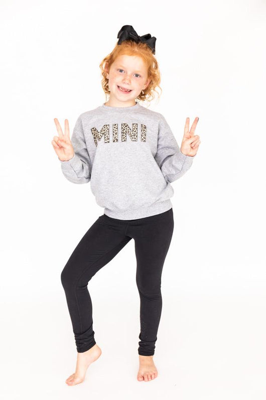 Mini Animal Print Kids Sweatshirt Grey