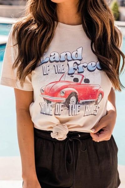 Land Of The Free Home Of The Babes Graphic Tee Soft Cream