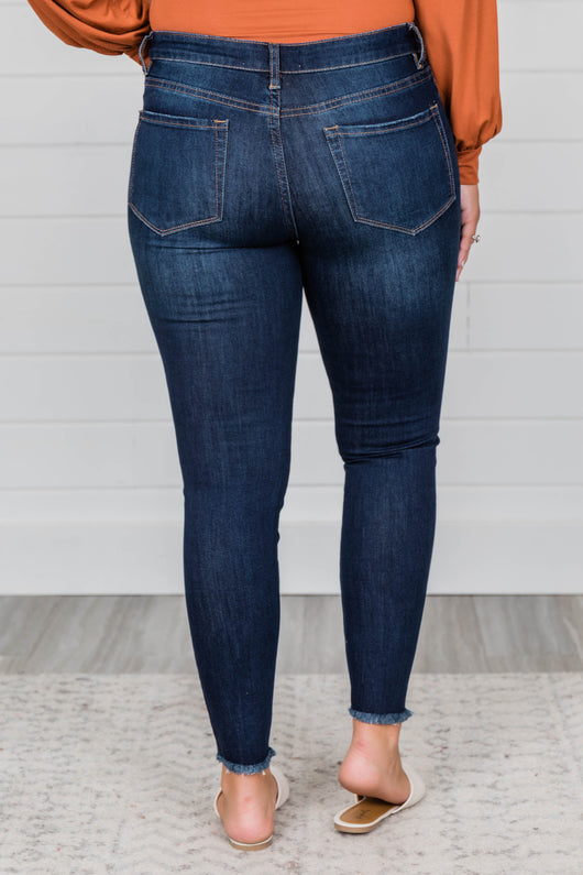 The Kristy Dark Wash Distressed Skinny Jeans