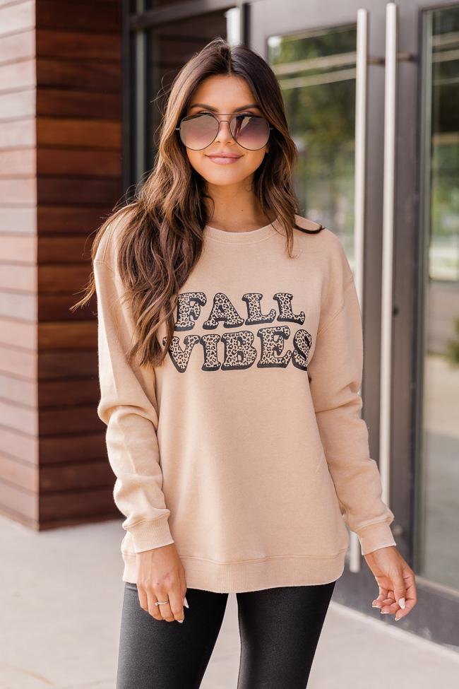 Fall Vibes Animal Print Gold Graphic Sweatshirt