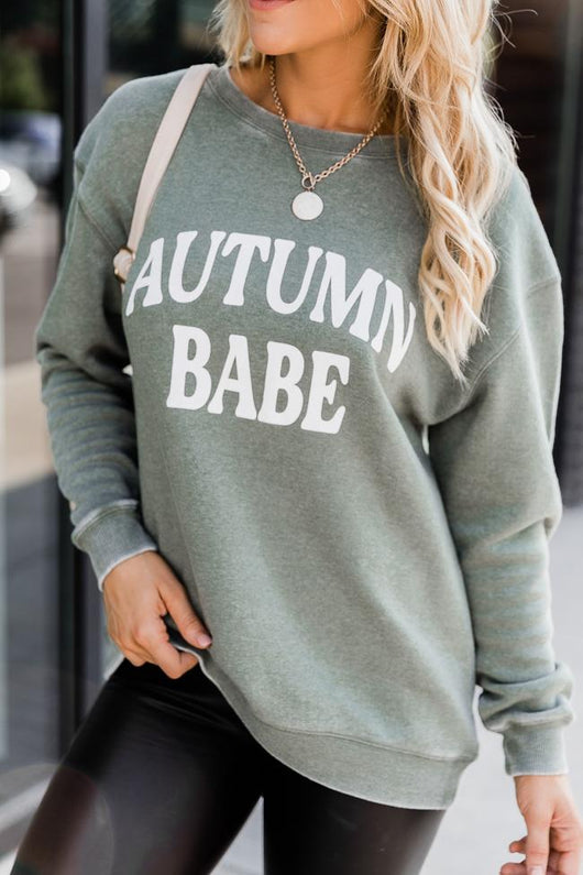 Autumn Babe Olive Graphic Sweatshirt