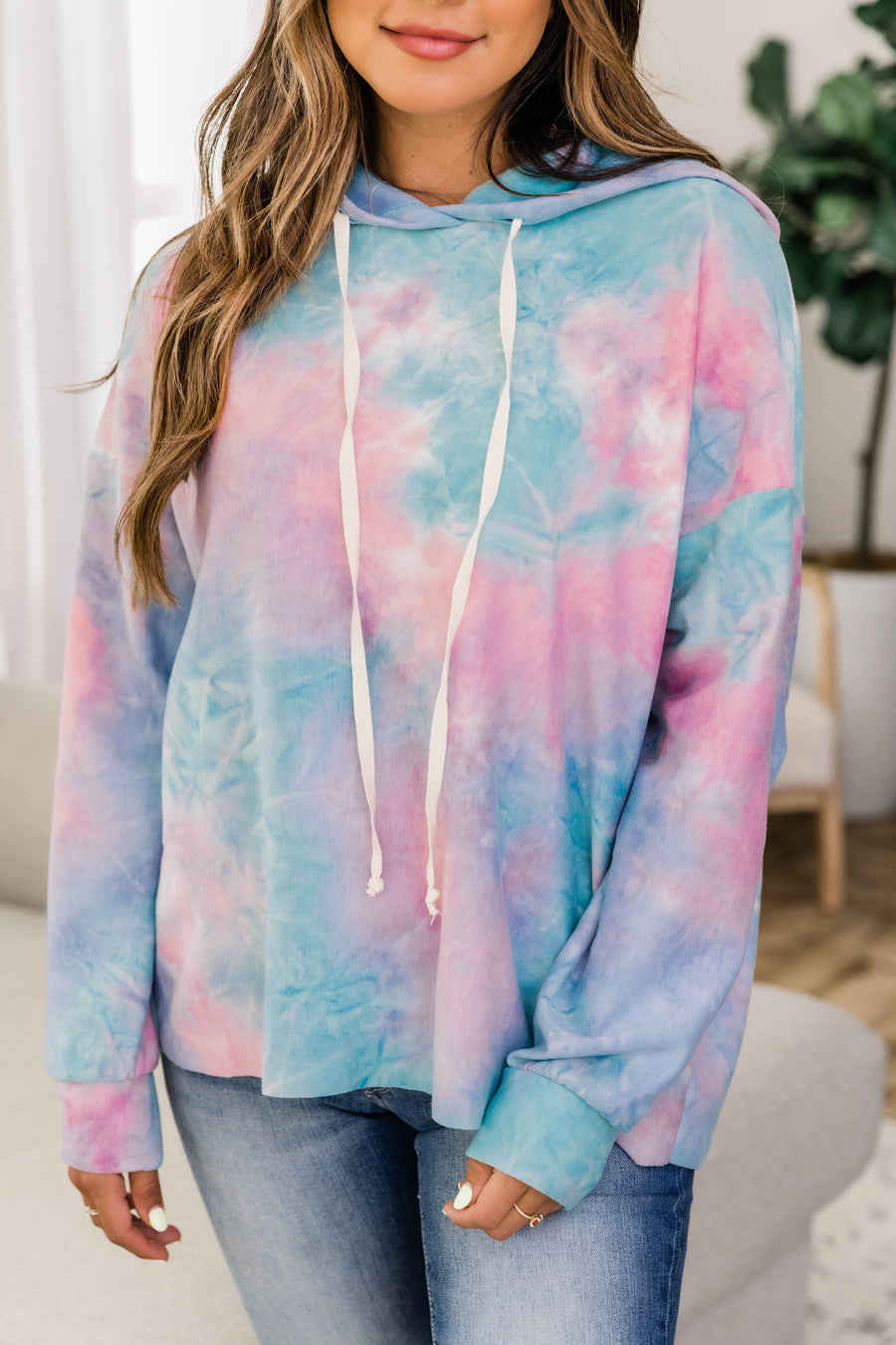 A Beautiful Mess Tie Dye Pink/Blue Hoodie FINAL SALE