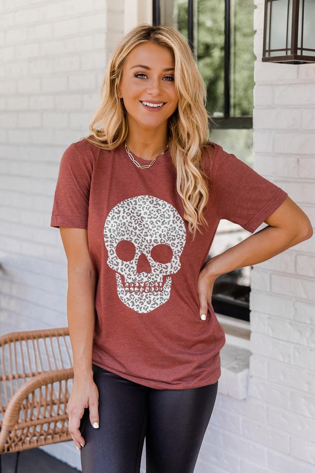 Animal Print Skull Rust Graphic Tee