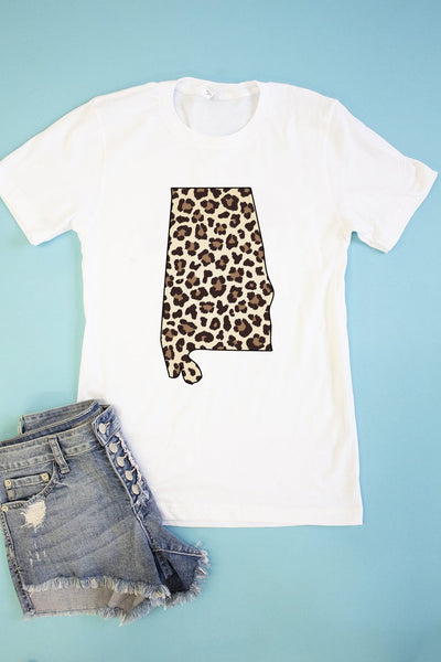 Leopard Printed State Outline Graphic Tee